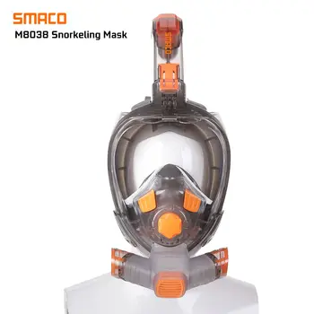 

SMACO Full Face Snorkel Mask Anti-Fog Detachable Camera Mount 180 degrees HD Panoramic View Work with S400 Oxygen Cylinder