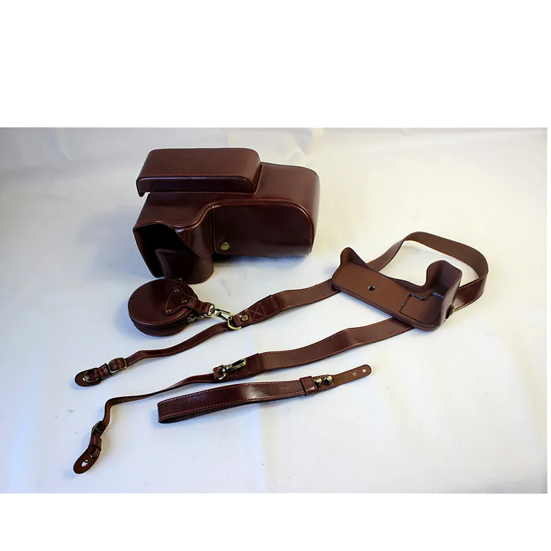 Dark brown Подходит для Nikon COOLPIX P1000 pu кожаная сумка для камеры Защитная крышка P1000 Защитная Половина крышка основание открытие - Цвет: Dark brown