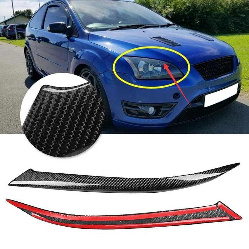 Углеродное волокно передняя фара брови Крышка Накладка для Ford Focus 2005-2008