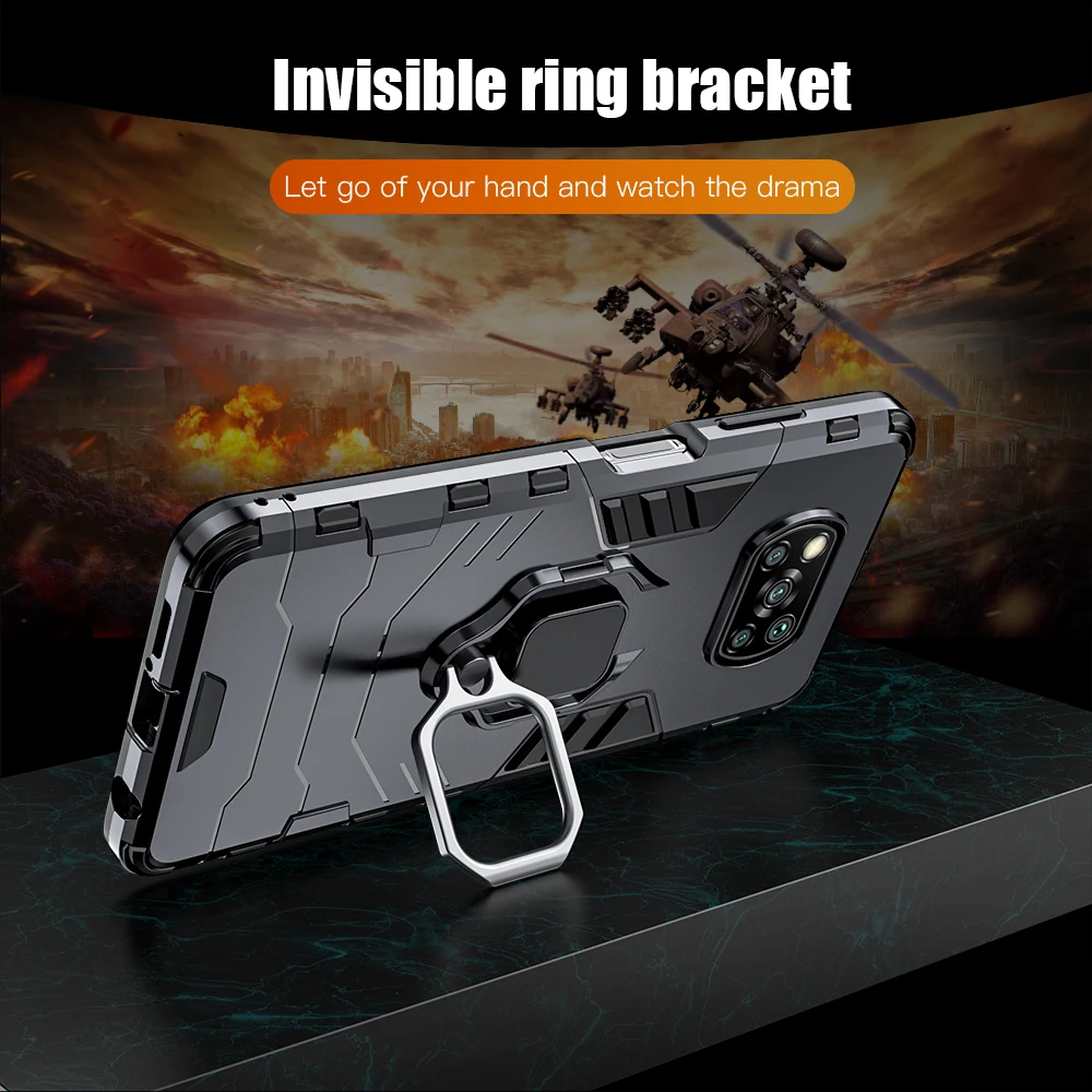 KEYSION Shockproof Case with Ring Stand and Phone Back Cover