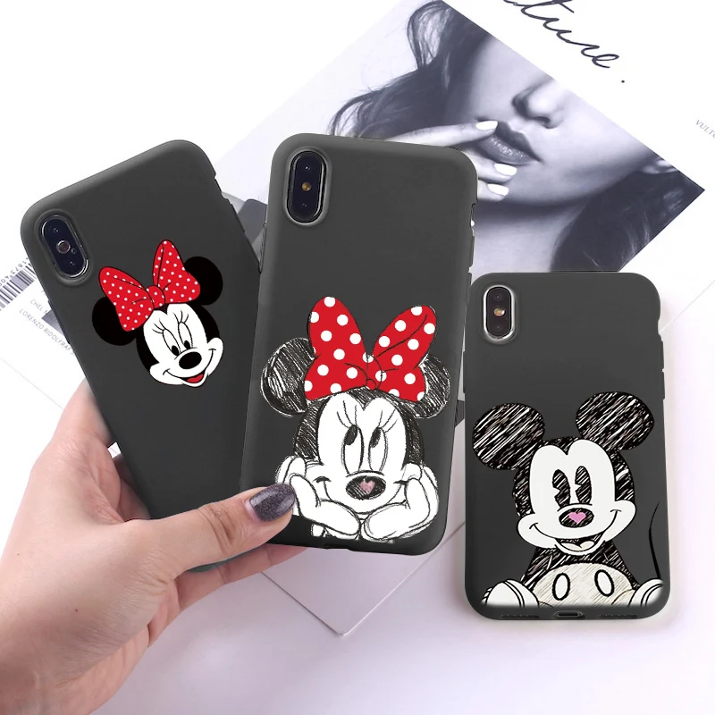 

Cartoon Print Soft Black TPU luxury Matte Fundas for iPhone XR For iPhone XS Max X 5 5S SE 6 6S 7 8 Plus 9 Case Back Cover Coque