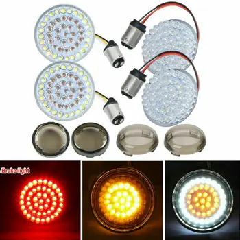 

4PCS Motorcycle Accessories Front Rear Light White+Yellow Turn Signals Lights With Cover