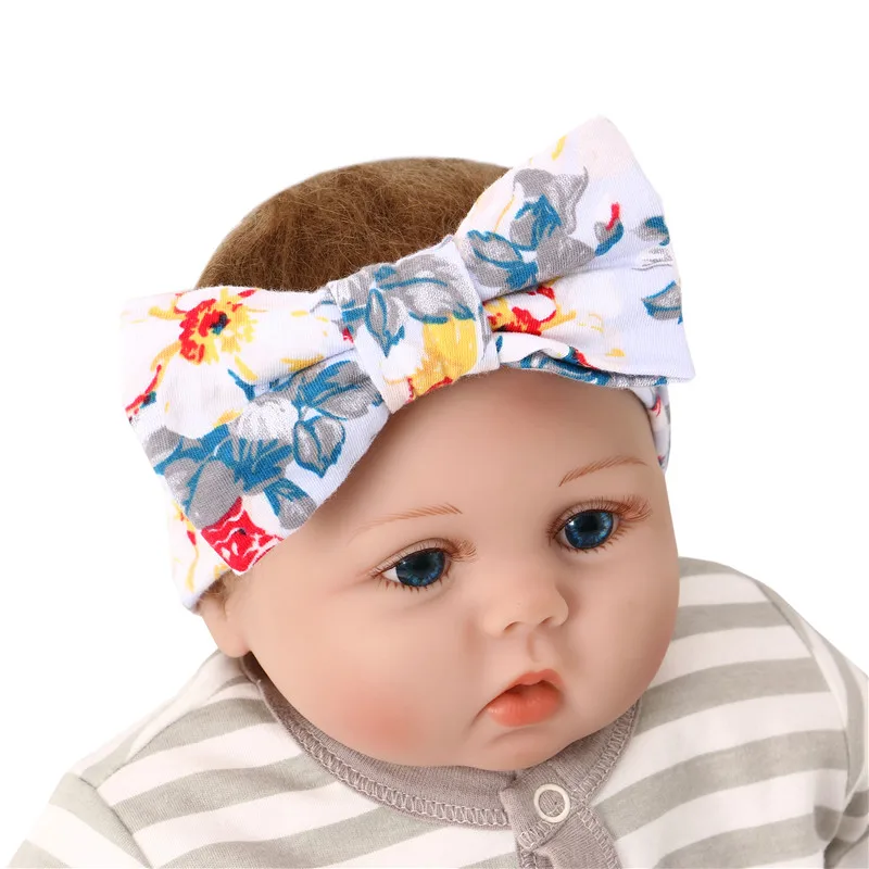 Blue flower headband Для новорожденных детей с цветочным принтом детское стеганое одеяло, стильный комплект для маленьких девочек и мальчиков, для завёртывания для пеленания одеяло шапки тюрбаны 90x90 см - Цвет: Blue flower headband
