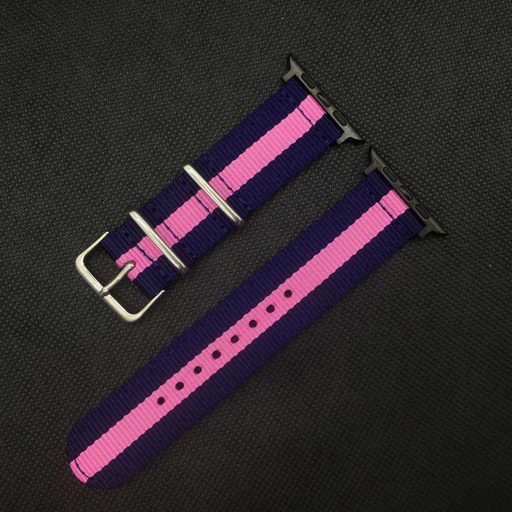 Blue Pink B Ремешок для часов Apple Watch 38 мм 40 мм нейлоновый ремешок для часов Nato для iWatch 5 4 3 2 1 ремешок для часов 42 мм 44 мм браслет на запястье - Цвет ремешка: Blue Pink B