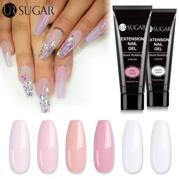 

UR SUGAR 15ml Nail Acrylic Poly UV Gel Pink Clear UV LED Builder Nail Gel Tips Enhancement Slip Solution Quick Extension Gel