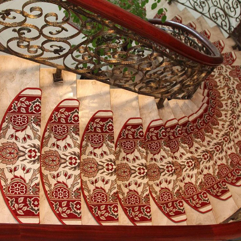Yazi Современный Цветочный Противоскользящий коврик для лестницы ковер из полиэстера гостиная мягкие лестничные ступеньки ковер синий красный