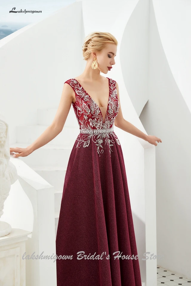 Lakshmigown Роскошные вечерние платья сексуальные женские вечерние платья бордовые длинные платья с открытой спиной Robe de Soiree