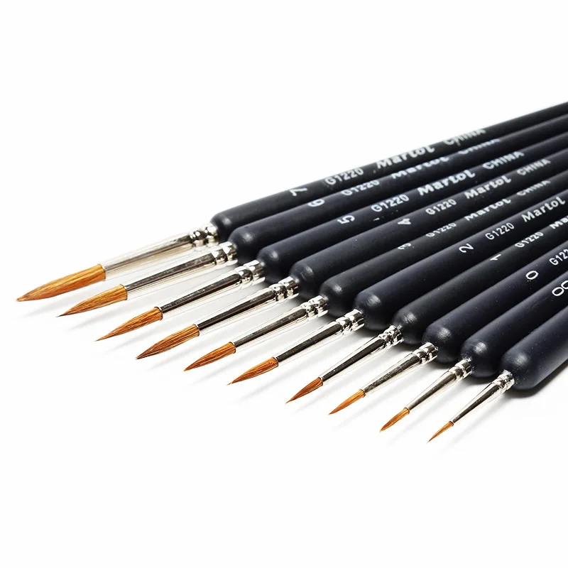 10 шт. тип крюк линия ручка акварель мягкие волосы картина маслом ласка волосы ручная роспись кисточки для гуаши акриловая живопись