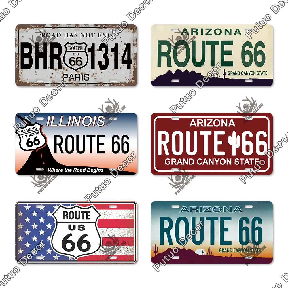 Putuo Декор Route 66 Лицензия Пластина автомобильный номер Оловянная табличка