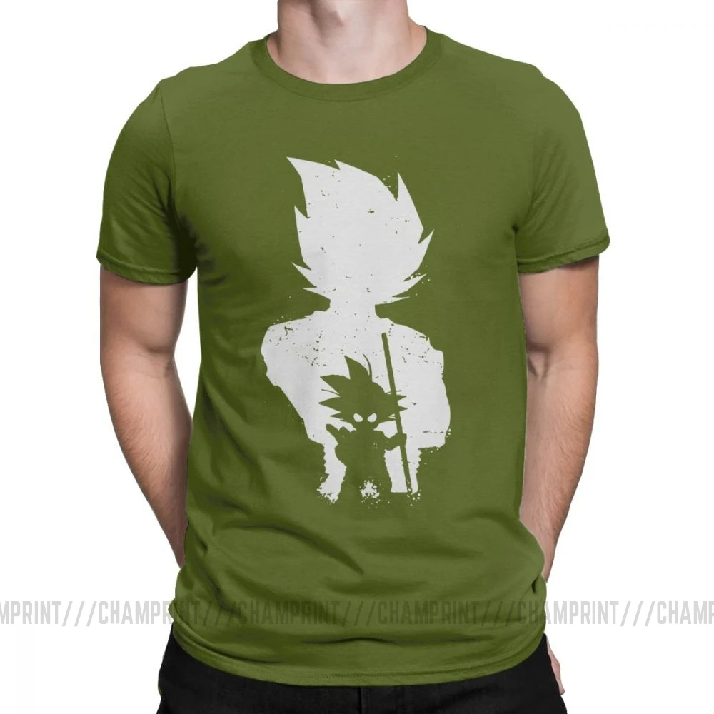 Goku силуэт Dragon Ball футболки мужские хлопок футболка Супер Saiyan Vegeta Dbz ультра Харадзюку Футболка короткий рукав размера плюс - Цвет: Армейский зеленый