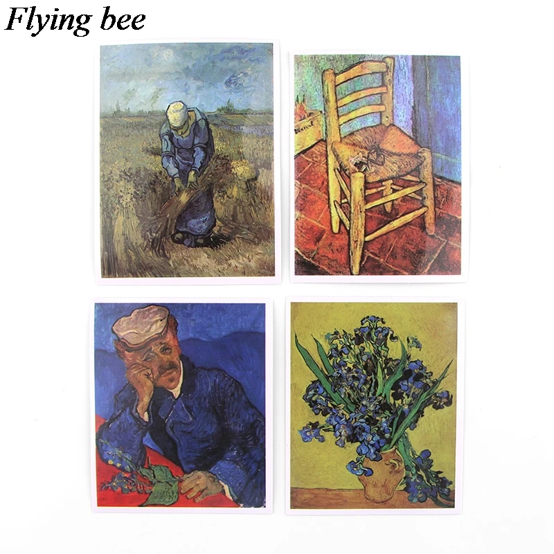 Flyingbee 36 шт. Ван Гог не повторяющиеся наклейки s художественная живопись водонепроницаемый стикер для автомобиля багаж ноутбук DIY Наклейка Спальня X0617