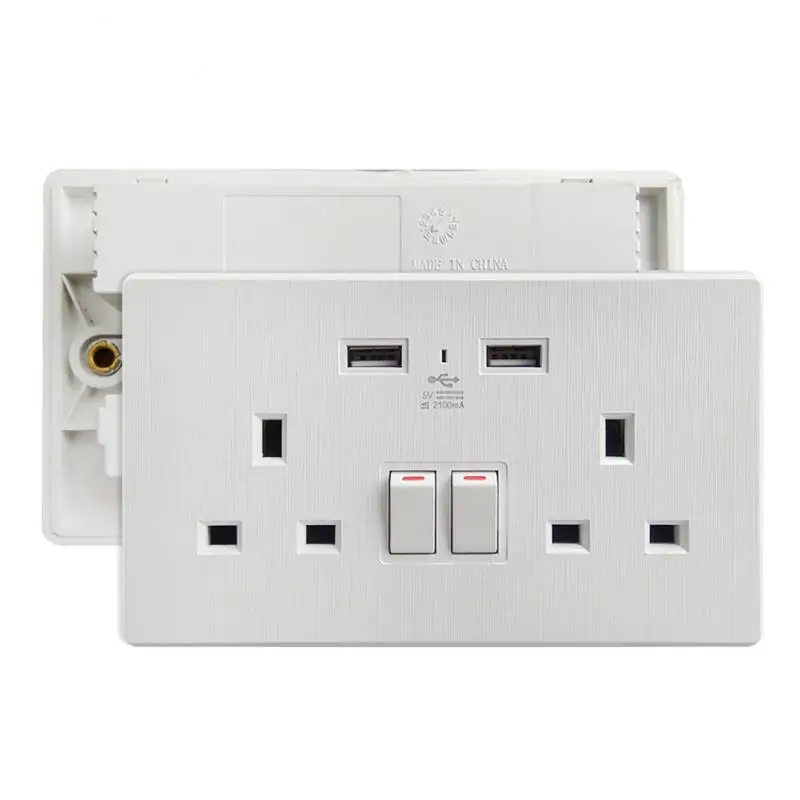 Домашняя мода, вилка Великобритании, 2 usb порта, домашнее настенное зарядное устройство, адаптер, розетка, переключатель, розетка, блок питания переменного тока, панель, конвертер для зарядки