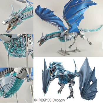 

1889Pcs Dragon Model Building Blocks Toy Bricks Puzzle Game Gift For Childrens and Adults(Blue)