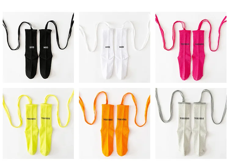 Новые Флуоресцентные бандажные носки женские с буквенным принтом новые модные Бар ночной клуб личности Светоотражающие крест высококачественные носки