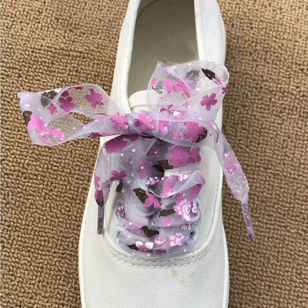 1 Pair Snowflake Yarn Flat Satin Silk Ribbon Shoelaces Shoe Laces Sneaker Strings Party Xmas Merry Christmas Gifts Nice