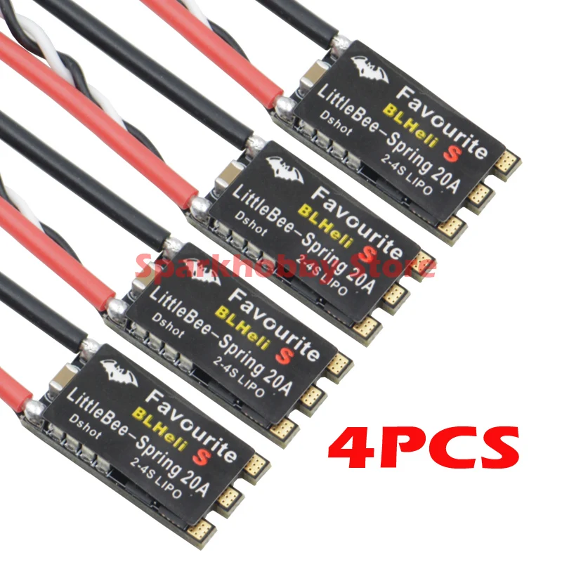 4 шт. FVT LittleBee pequena abeja primavera 20A BLHeli_S CES DSHOT BLHeli S Control de velocidad a 2-4S para FPV Raing drone