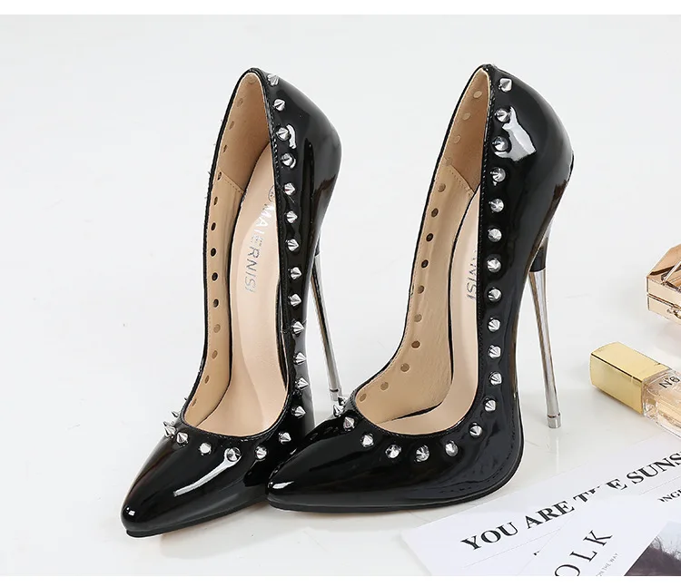 MCLUBGIR/; женские туфли-лодочки; Туфли на очень высоком тонком каблуке с металлическими заклепками; обувь для ночного клуба; обувь для сцены; WZ