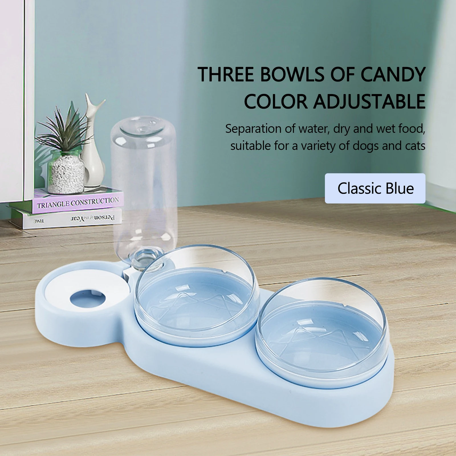 Title 5, Pet Bowl Cat Double Bowls Food Water Feeder Wit...