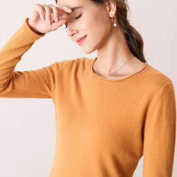 

2019 New Women Half-Height Round Neck Cashmere Sweater Curl Pullovers solid color loose simple warm comfortable sweater