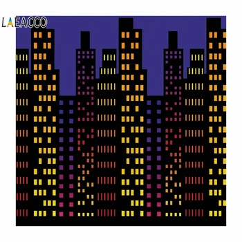 

Laeacco Cartoon Painting City Photographic Backgrounds For Photo Studio Baby Birthday Customized Vinyl Photography Backdrop