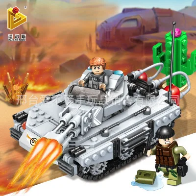 

Pan luo si Transformation Military Series pen fire tank Model Small Particles Fight Inserted Educational Assembled Building Bloc