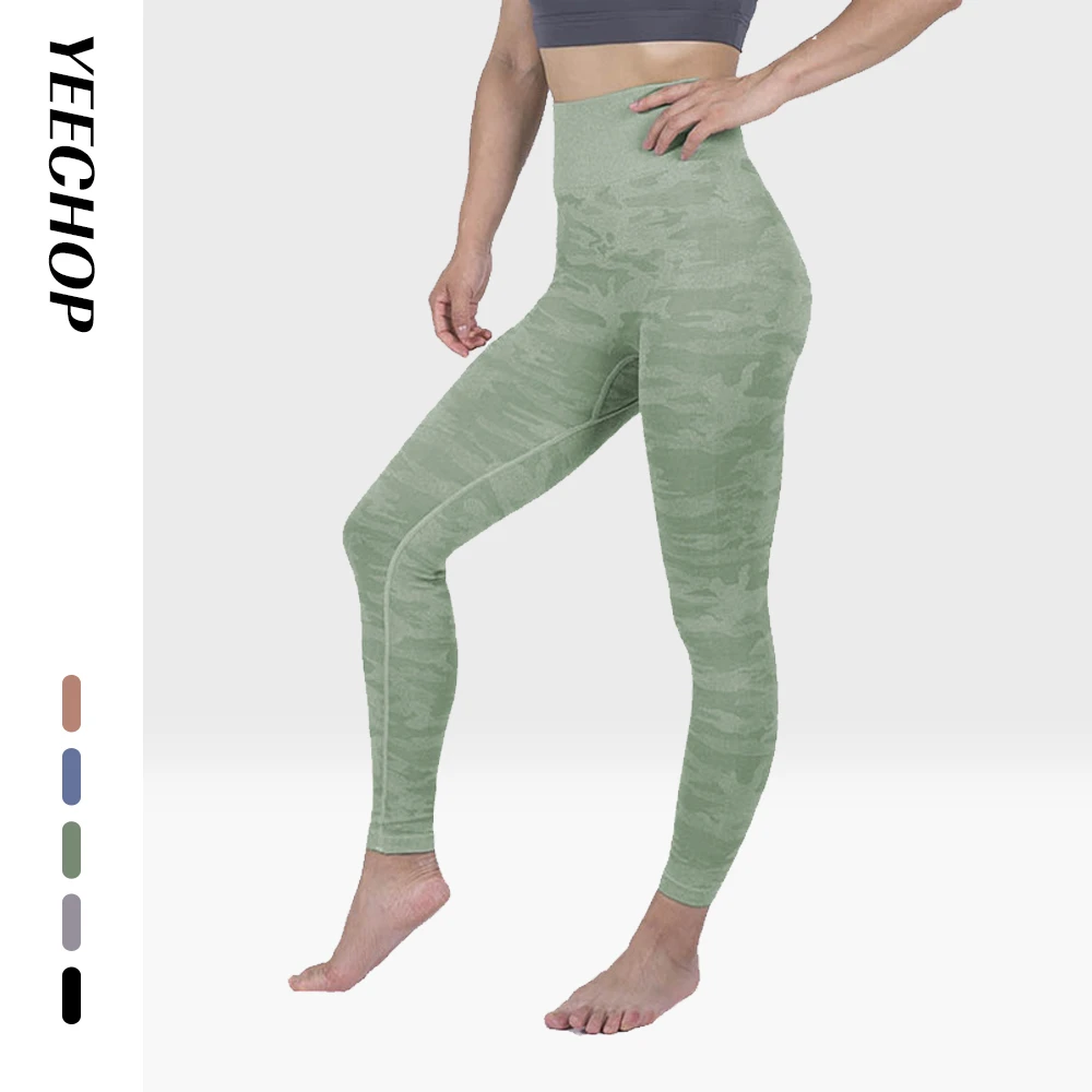 Yeechop, женские эластичные леггинсы Camo Vital, бесшовные, впитывающие пот, дышащие, эластичные, высокая талия, для тренировок, фитнеса, йоги