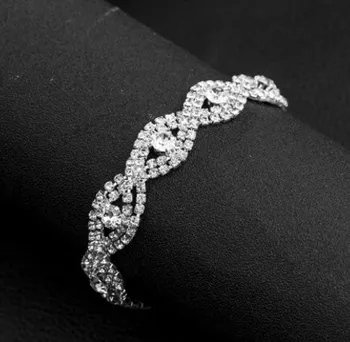 

wholesale 5pcs/lots noble yellow gold filled chain inlay crystal women's bracelet up-market gift free shipping 3.5y