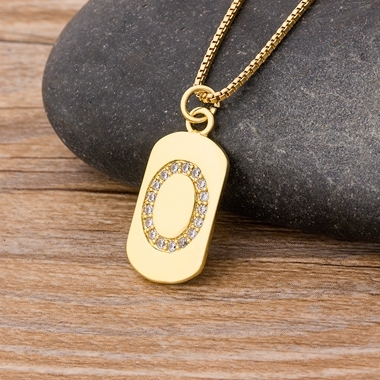 New Design Luxury Initial A-Z 26 Letters Necklace Charm  Copper Zircon Pendant Choker Family Name Jewelry Best Wedding Gift