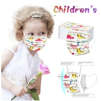 

10/50pcs Kids Disposable Mask Breathable Face Mask Mascarilla Mascarar Print Three-layer Cover Masque Mondkapjes