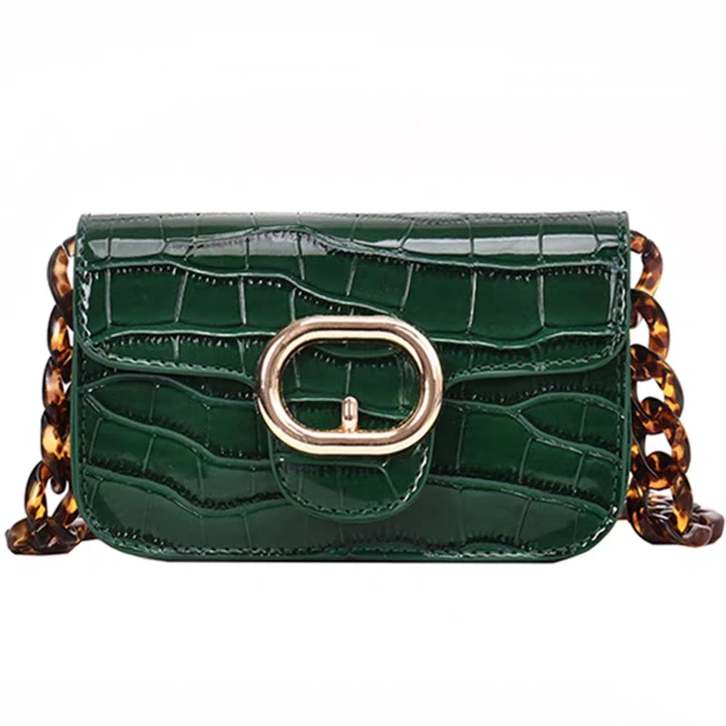 

Crossbody Bags for Women Mini Acrylic Chain Alligator Small Square Bag Ladies High Quality PU Leatherr Shoulder Messenger Bags
