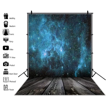 

Laeacco Dark Wooden Floor Starry Glitter Star Universe Party Baby Portrait Photo Backgrounds Photography Backdrops Photo Studio