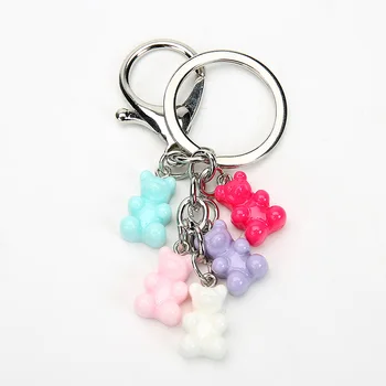 

1PC resin gummy bear keychain flatback resin pendant charms resin keyring for woman jewelry