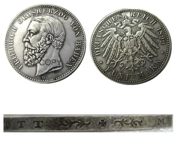 

1899 GERMAN STATES BADEN - 5 mark Silver Plated Copy coin