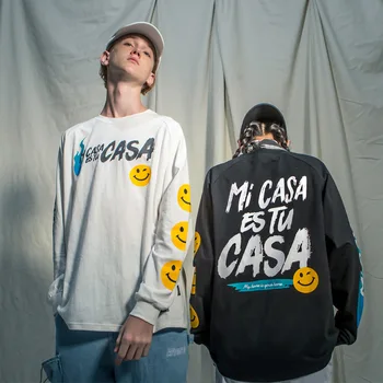 

Autumn New Hip Hop Street Personality Letter Print Spoof Expression Skateboard Loose Long Sleeve T-shirt Tide