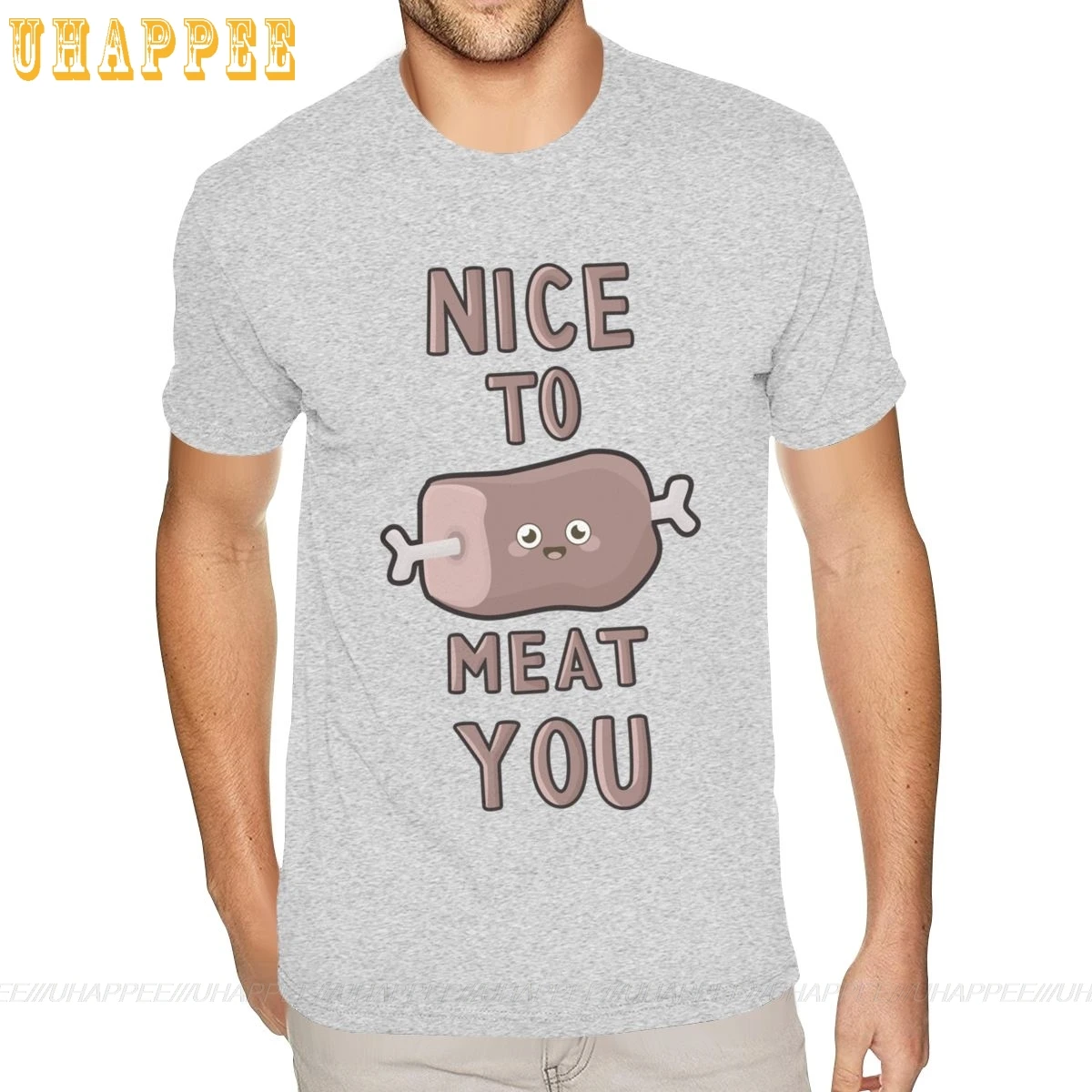 Мужская футболка большого размера Nice To Meat You в британском стиле модная с коротким