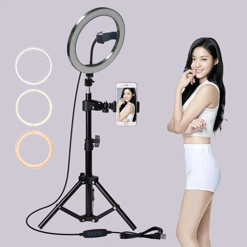 

160CM Photography Lighting Tripod Stand Camera Photo Studio Circle Led Selfie Ring Light Phone Lamp for Video TikTok Youtube Set