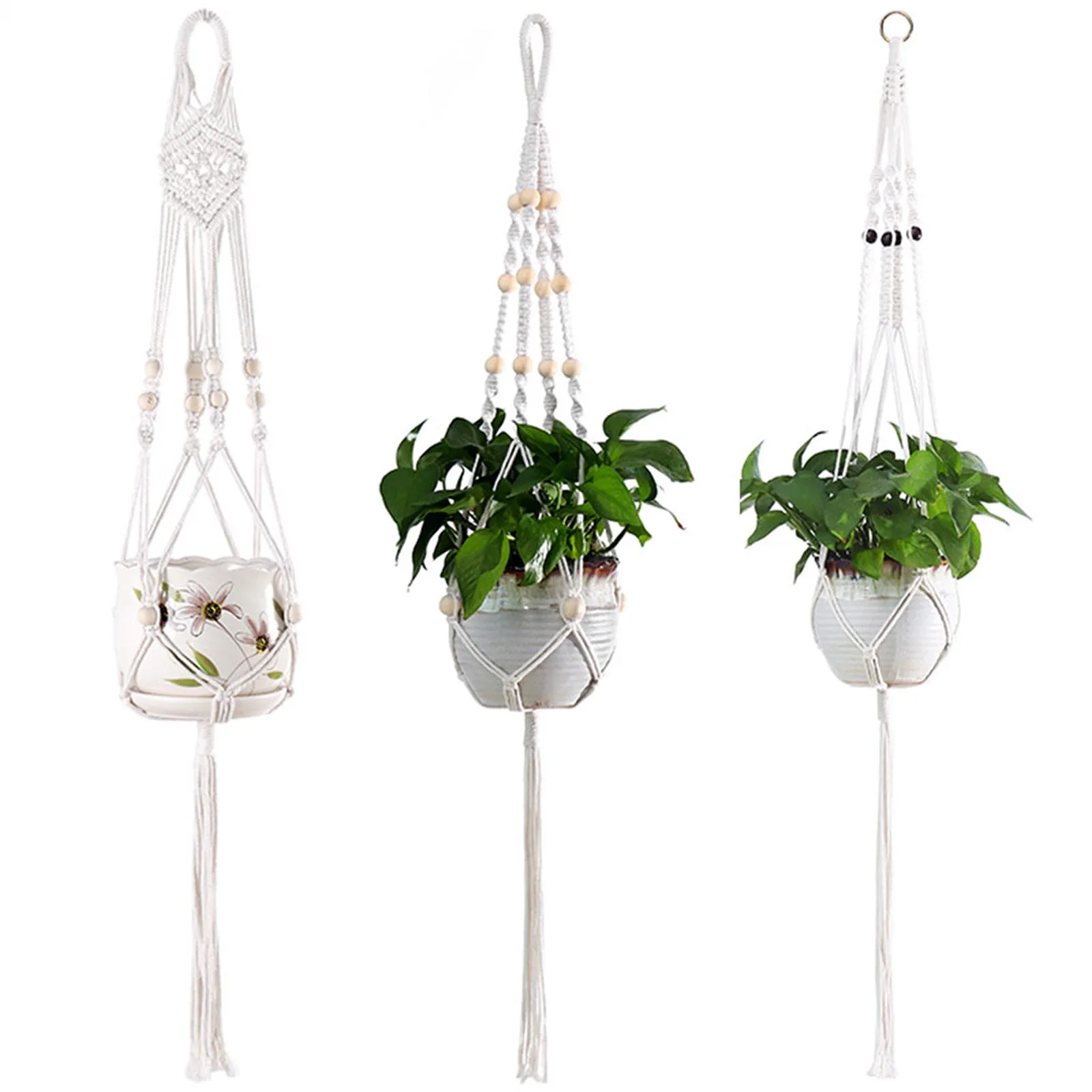 

Plant Hanger Flower Pot Net Bag Hand-Woven Creative Cotton Rope Sling Plant Hanger For Indoor Outdoor Plant Stent Home Decors
