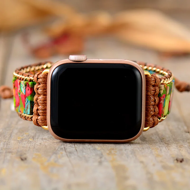 Natural Stone for Apple Watch Strap 38mm/44mm Bohemia Style Beaded Band Smartwatch Bracelet For Iwatch series 7 Accessories | Наручные