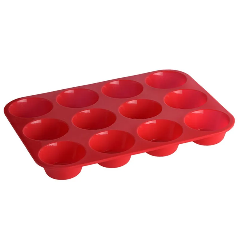 

12 Holes Thicken Silicone Cake Baking Mould Round Muffin Cup Jelly Pudding Egg Tart DIY Kitchen Supplies Baking Tray h4