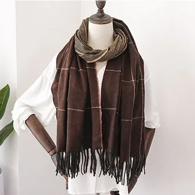 style 20 Женский зимний кашемировый шарф, Женская шаль, Женский шарф, на шею, Пашмина, палантины, шерстяной хиджаб, теплое Клетчатое одеяло, бандана, пончо, шарфы - Цвет: style 20