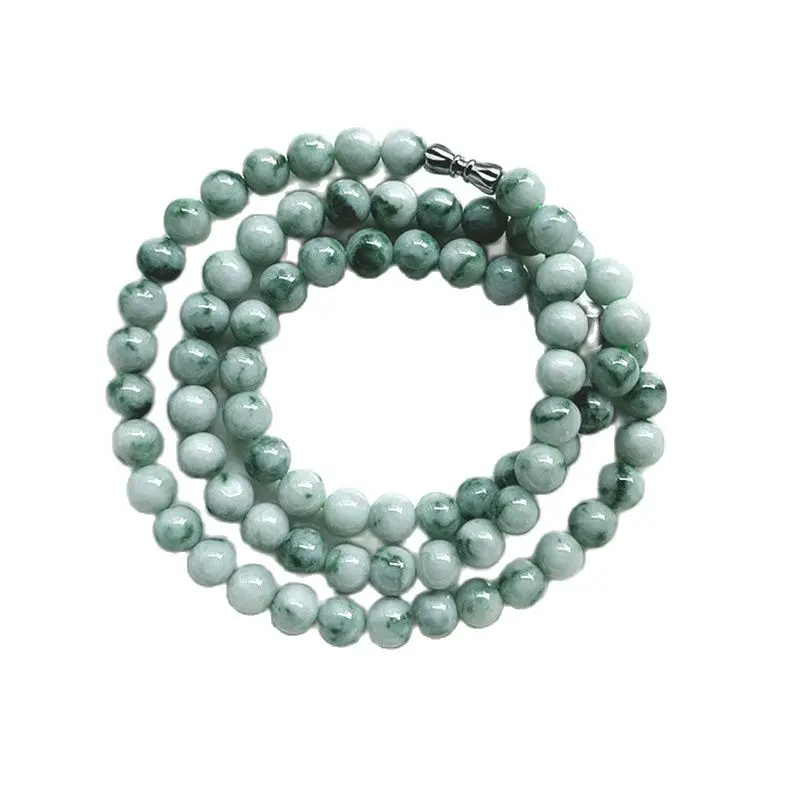 

Myanmar A Goods Jade Natural Jade Ice Floating Flower Loose Beads DIY Finished Floating Flower Jade Bead Bracelet Necklace