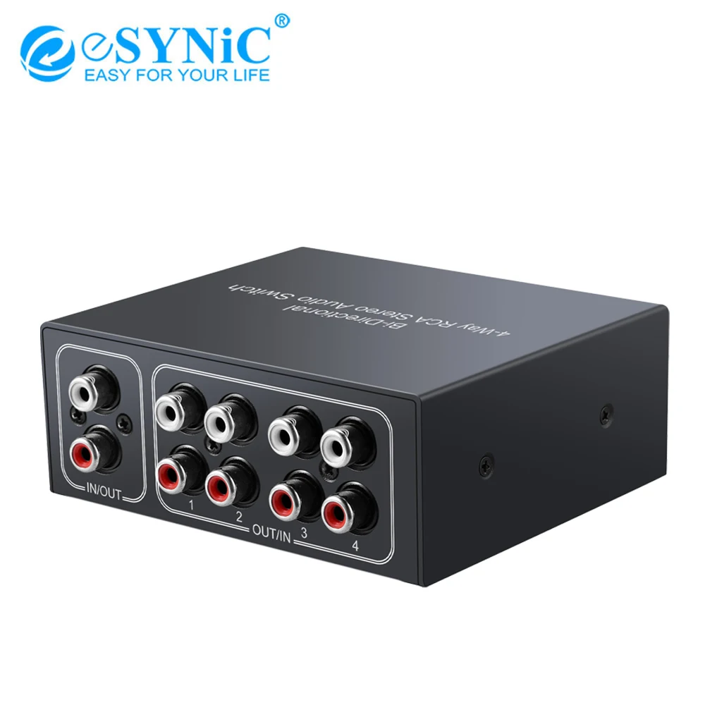ESYNiC 4X1/1X4 L/R стерео аудио Двунаправленный переключатель звуковой канал звено