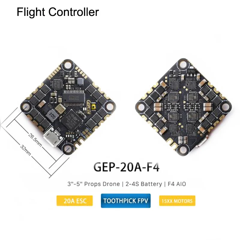 

1PC Flight Controller Module Toothpick 2-4S Toothpick Machine For GEPRC GEP-20A-F4 AIO FPV Racing RC Drone Quadcopter Spare Part