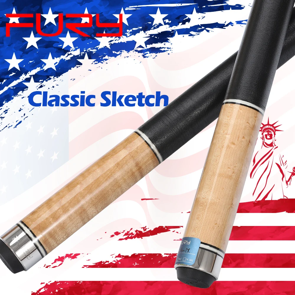 

Official FURY Pool Cue NA 11.75mm&13mm Tiger Tips Cue Pool Selected Maple Shaft Billiard Rared Wood Butt Tecnologia billar Stick