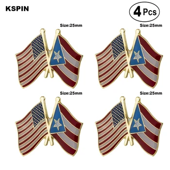 

U.S.A. & Puerto Rico Friendship Flag Pin Lapel Pin Badge Brooch Icons 4PC