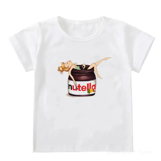 Модная забавная футболка Nutella Kawaii с принтом Детская круглым вырезом для