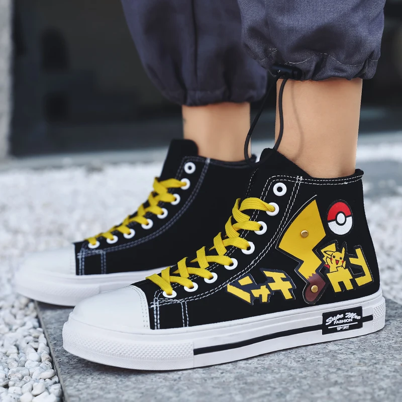Zapatillas de lona de Pikachu para hombre y mujer, zapatos informales para estudiante, versátiles, tendencia, 2021
