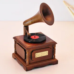 Free shipping Craftsmanship House Ancient Phonograph Lovers Gift Birthday Gifts for Children Wooden Music Box