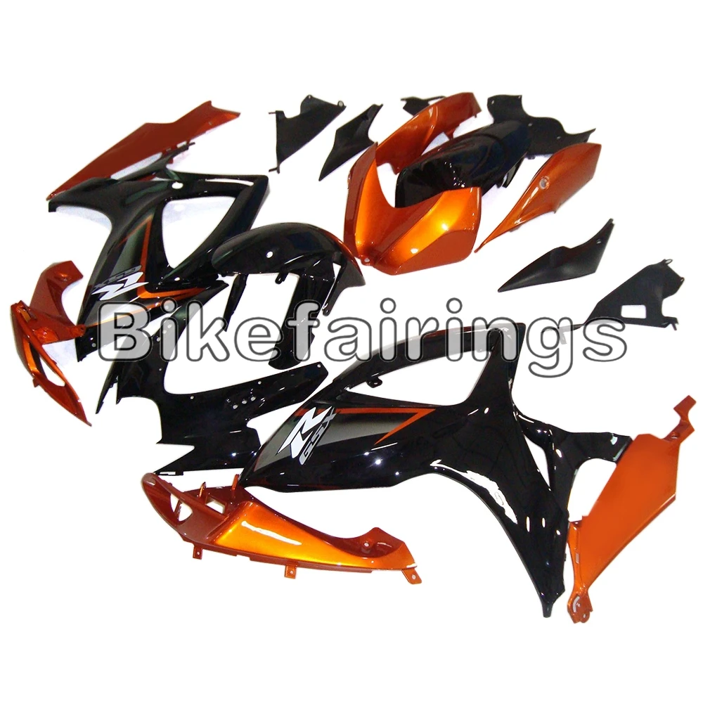 Полный комплект обтекателя Для Suzuki GSXR600 GSXR750 K6 2006 2007 06 07 ABS пластиковые детали для мотоцикла блеск капота, черные, оранжевые, корпус