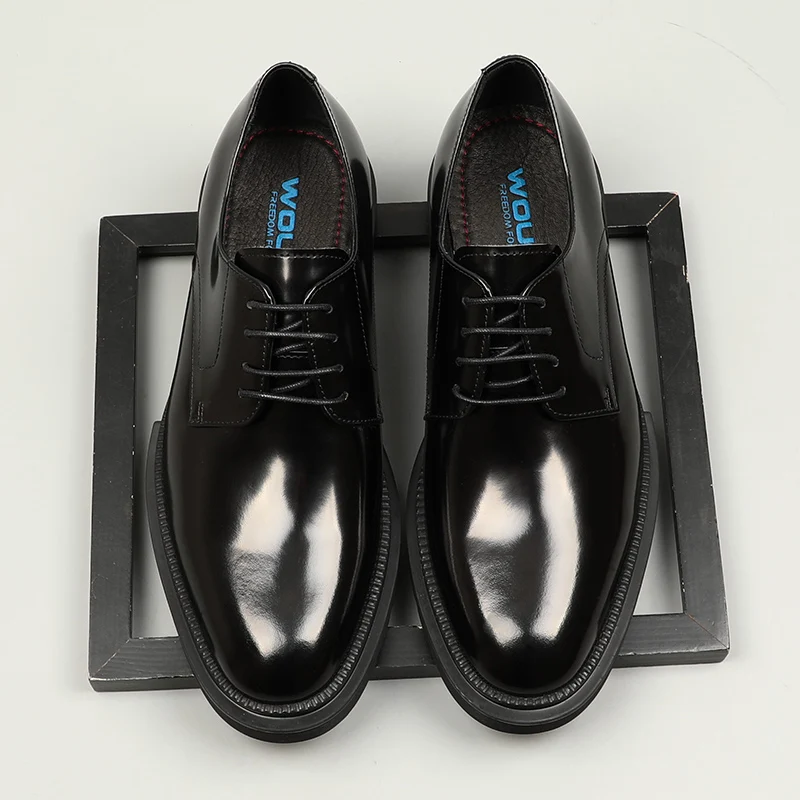 European style men's shoes business suit leather shoes men thick-soled cowhide laces wedding wear